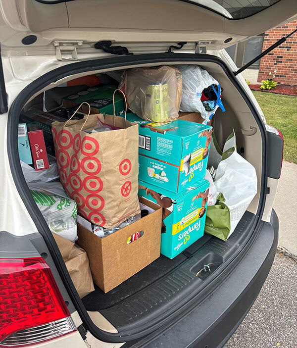 Truck packed with items for youth in need