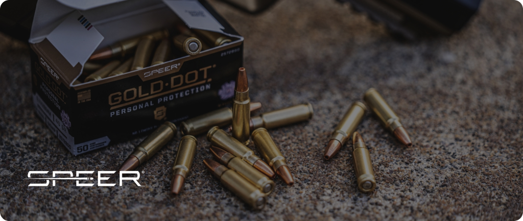 Gold Dot box, cartridges and Speer logo