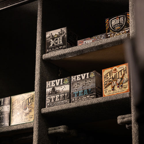 HEVI-Shot ammo on a shelf HEVI-Shot ammo on a shelf